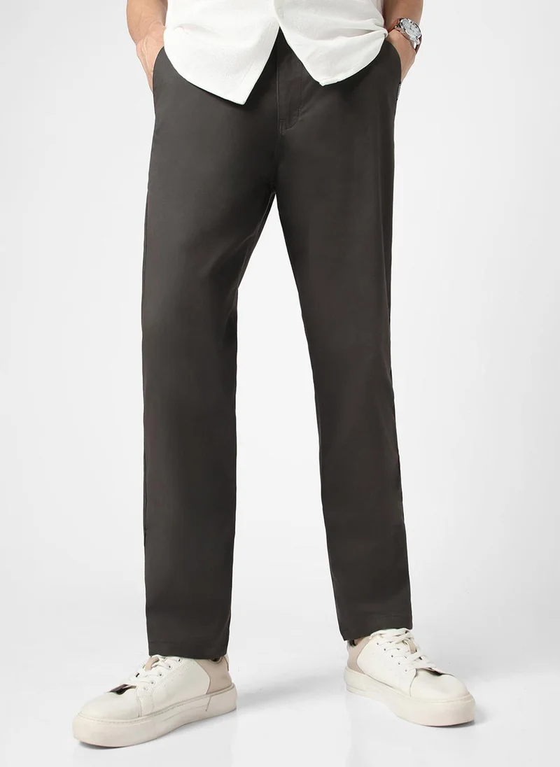 Urbano Fashion  Urbano Fashion Men's Dark Grey Cotton Regular Fit Casual Chinos Trousers Stretch for Men | Best Price UAE